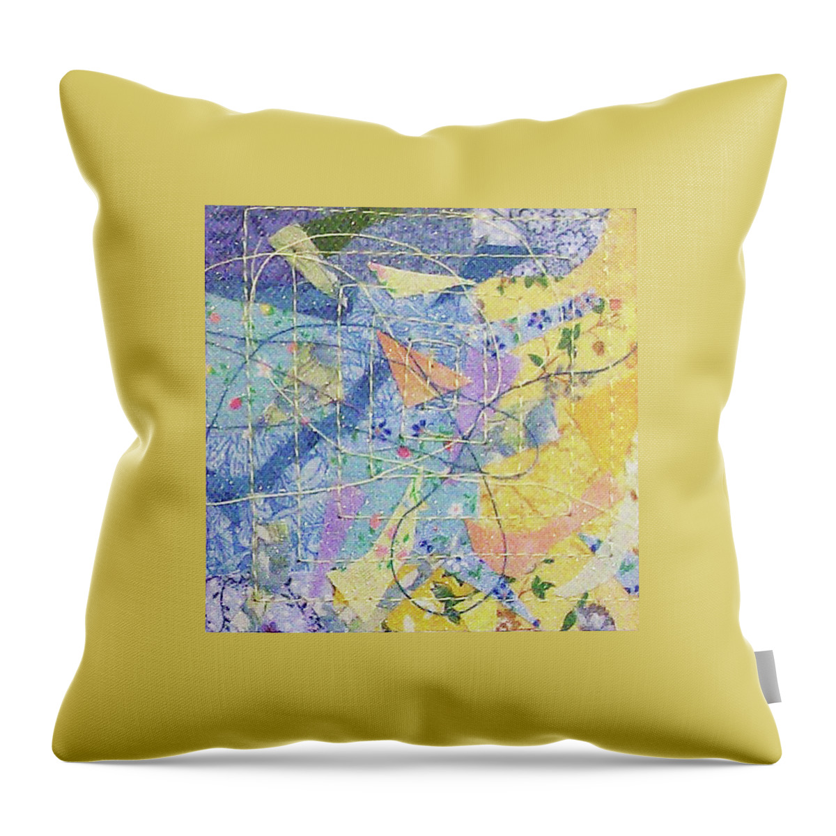 Blue Throw Pillow featuring the tapestry - textile Denim Confetti by Pam Geisel
