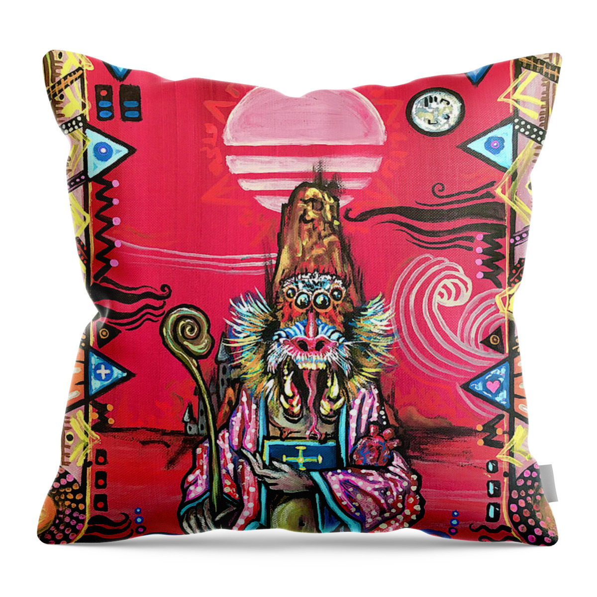 Baboon Throw Pillow featuring the painting Dennis by Jacob Wayne Bryner