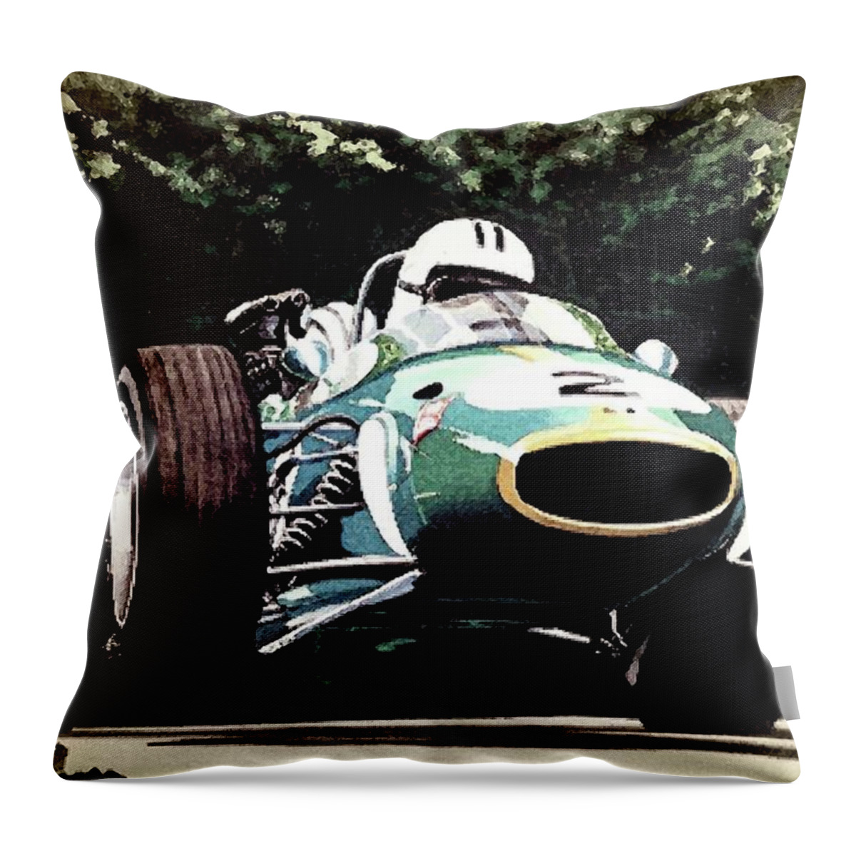 Denny Hulme Throw Pillow featuring the painting Denny Hulme by Simon Read