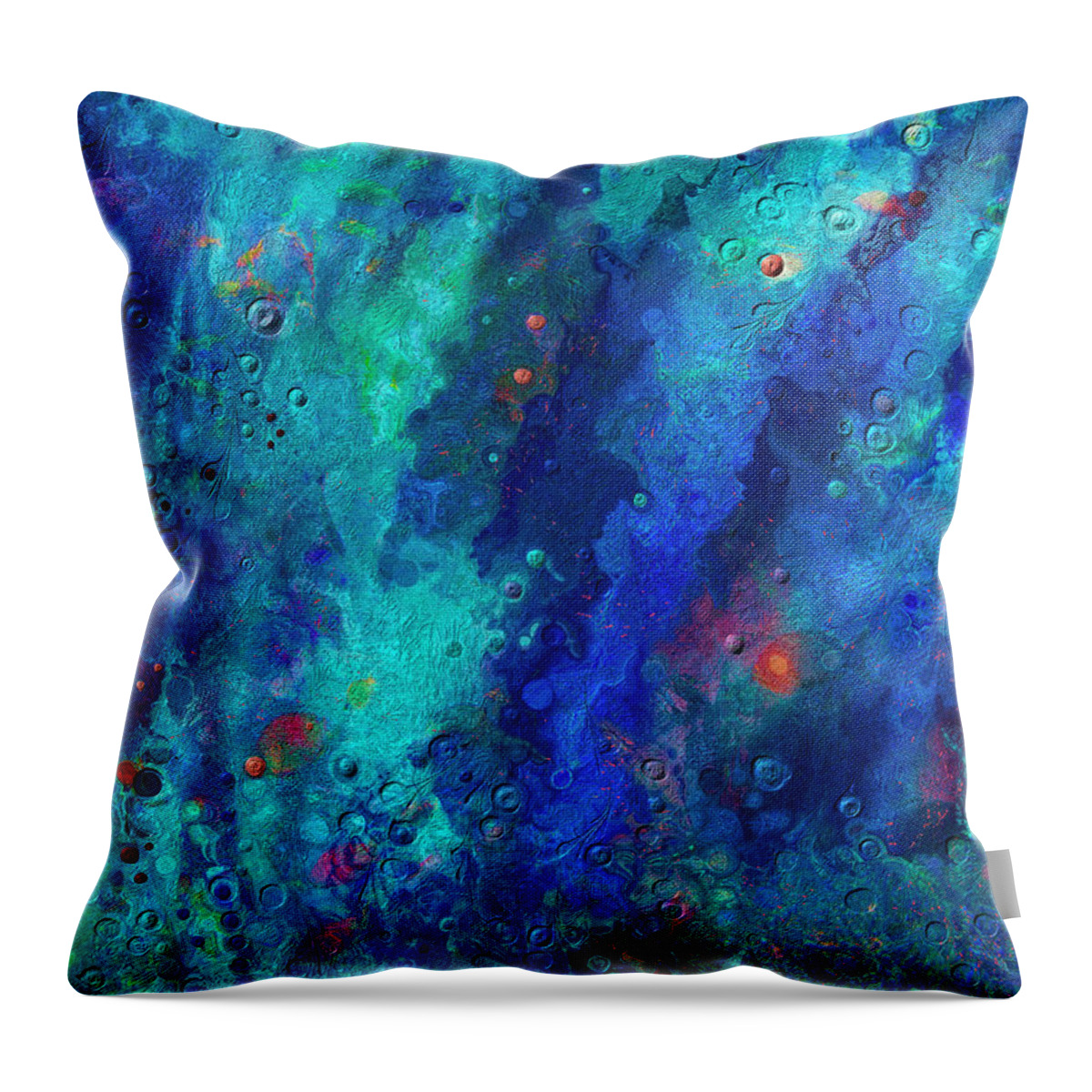 Abstract Throw Pillow featuring the digital art Depths of the Sea by Sandra Selle Rodriguez