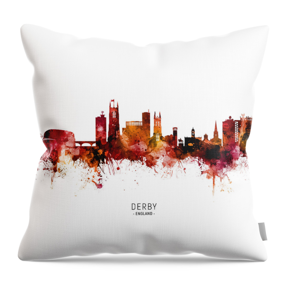 Derby Throw Pillow featuring the digital art Derby England Skyline #46 by Michael Tompsett