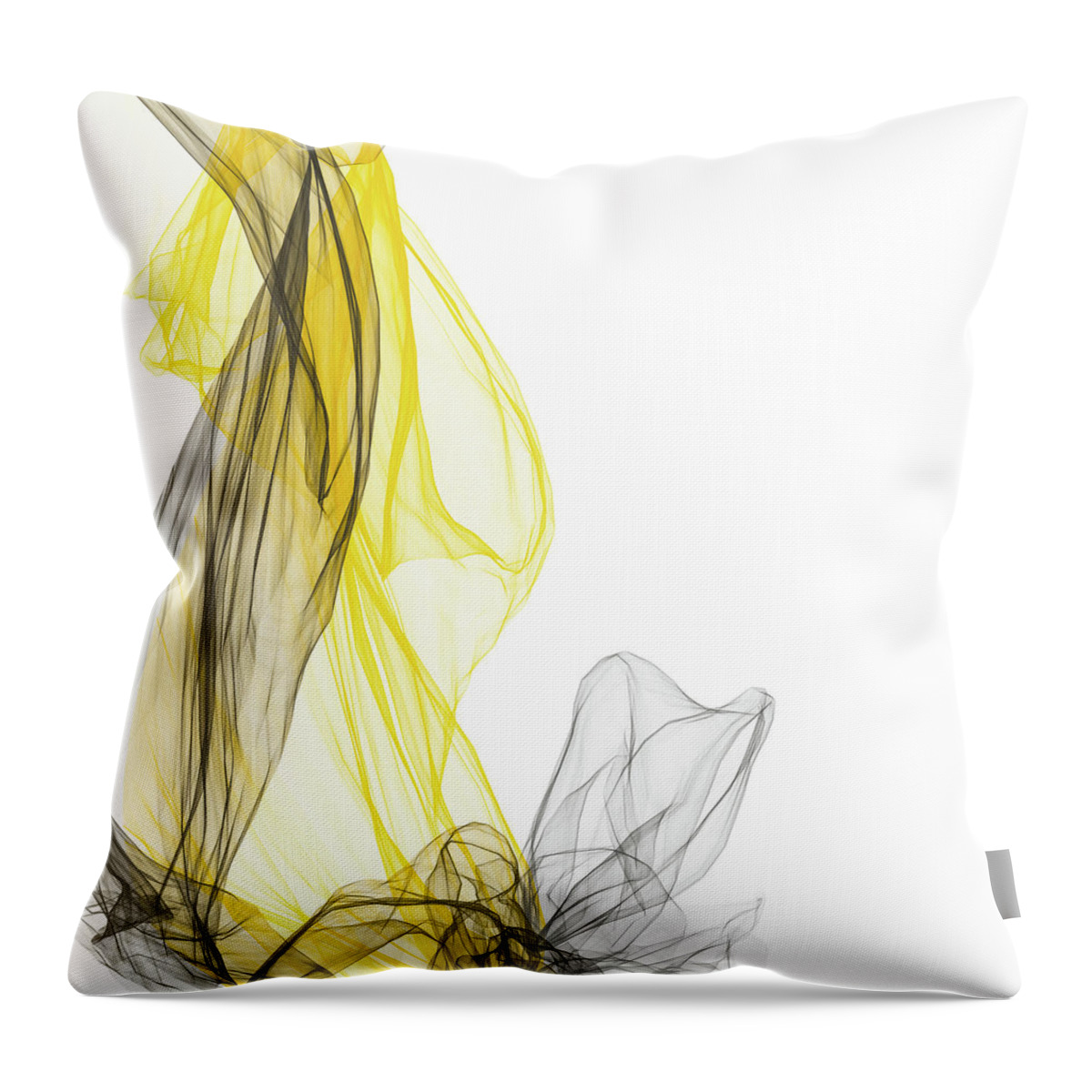 Yellow Throw Pillow featuring the painting Descent - Yellow And Gray Abstract Modern Art by Lourry Legarde
