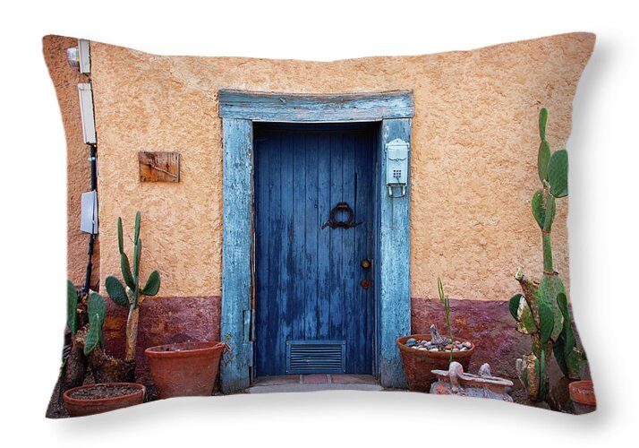 Doors Throw Pillow featuring the photograph Desert Blue by Carmen Kern