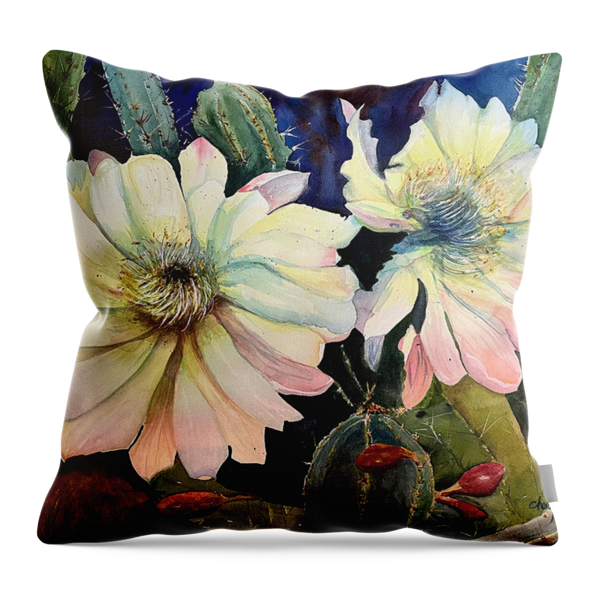 Flower Throw Pillow featuring the painting Desert Child by Cheryl Prather