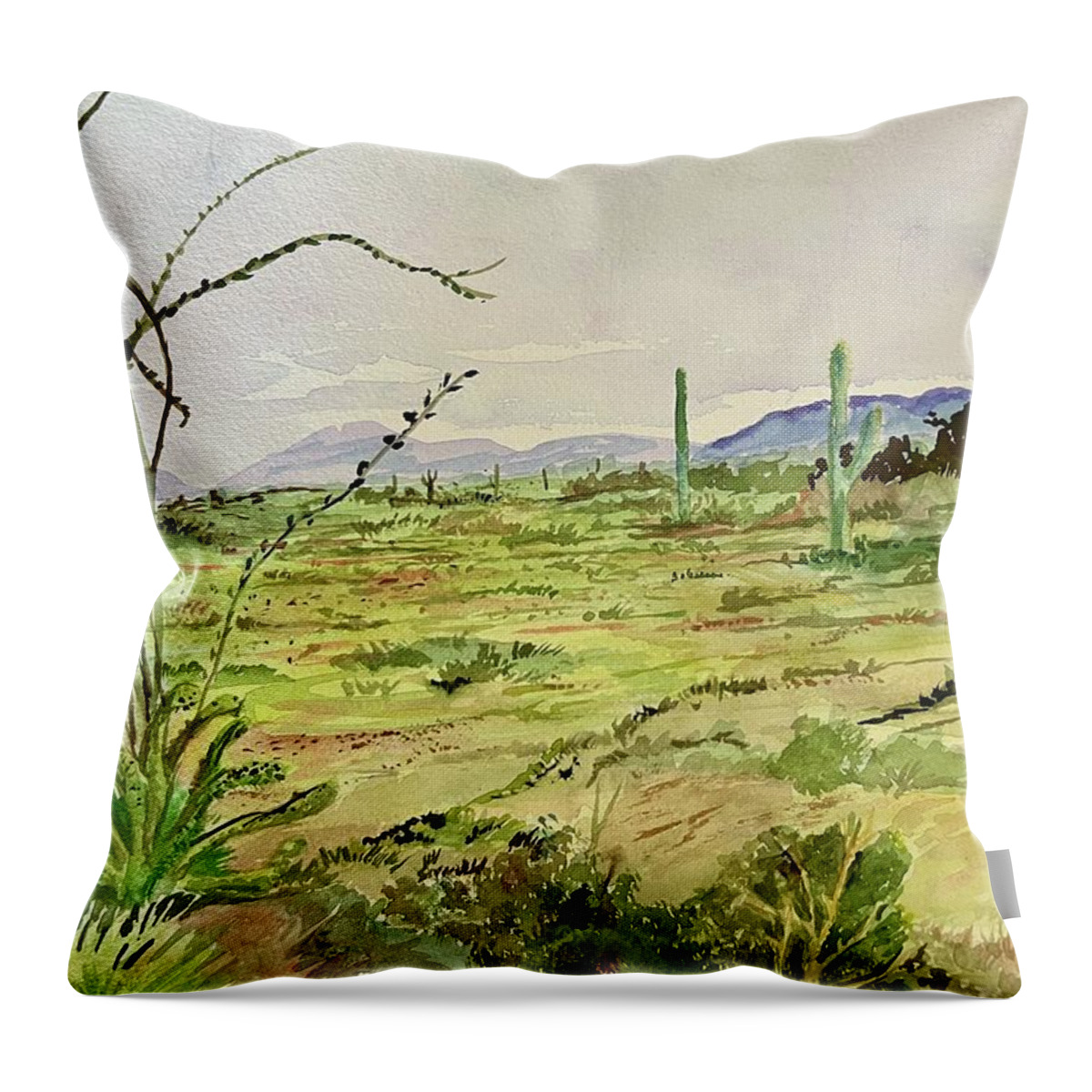 Dessert Throw Pillow featuring the painting Desert Vista by Charme Curtin