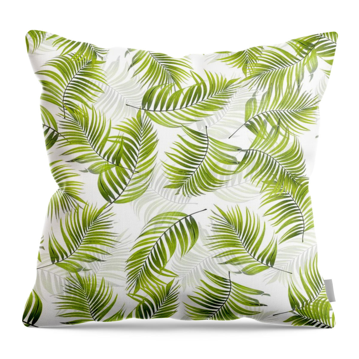Palm Throw Pillow featuring the digital art Design 150 Palm Leaves by Lucie Dumas