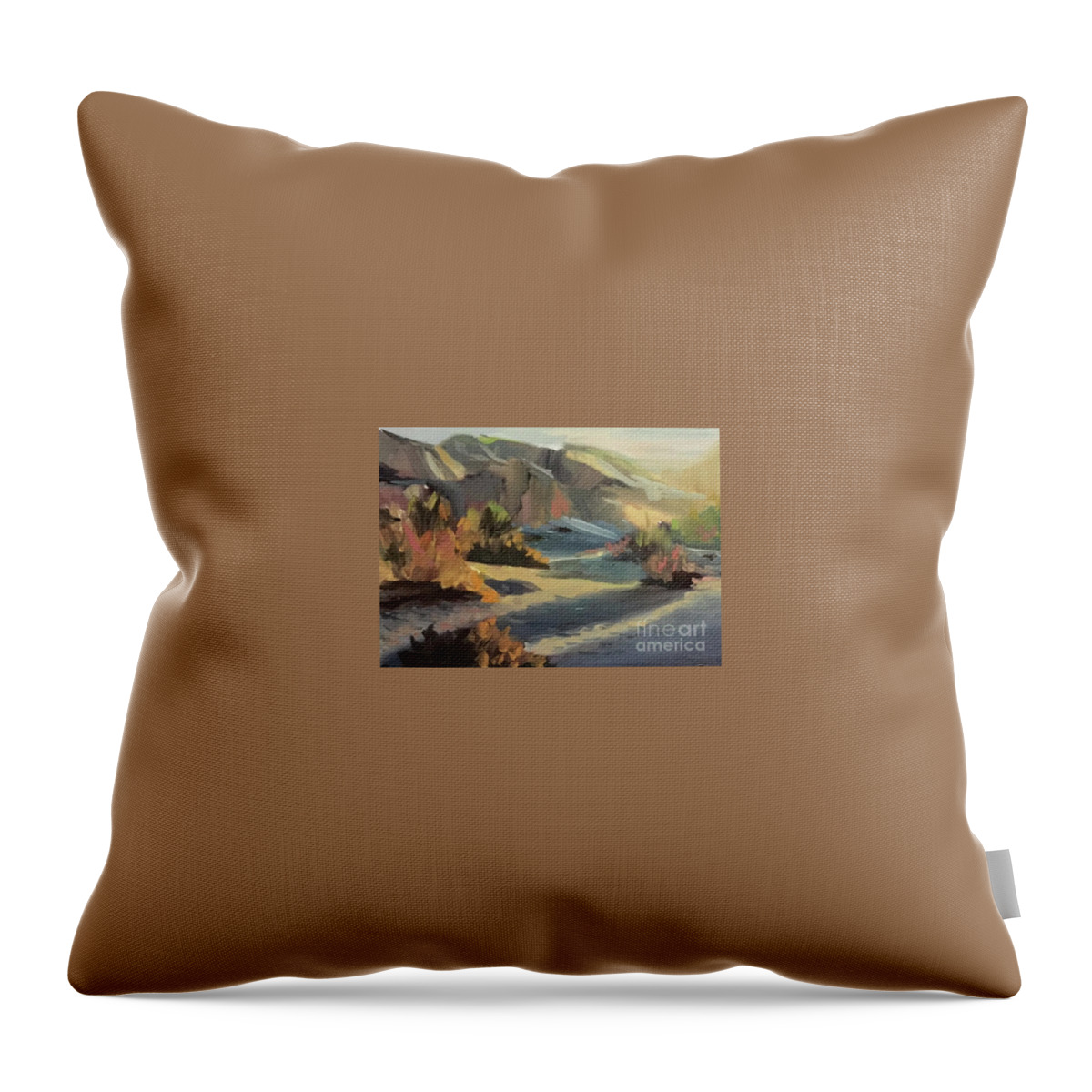 Morning Throw Pillow featuring the painting Dessert Dawn by Lori Ippolito