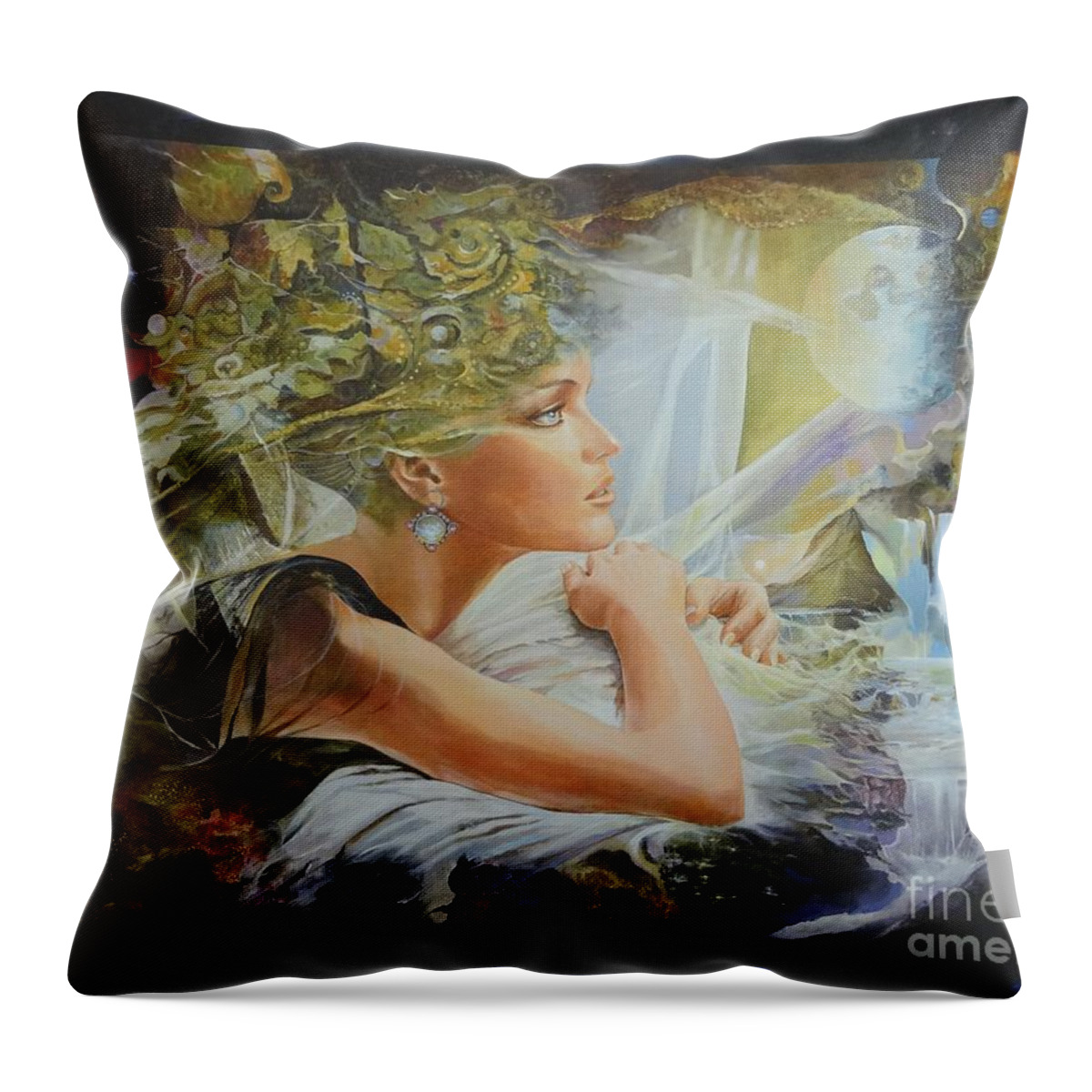 Figures Throw Pillow featuring the painting Destiny by Sinisa Saratlic