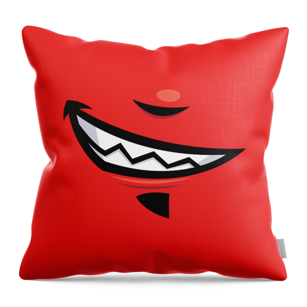 Grin Throw Pillow featuring the digital art Devilish Grin Cartoon Mouth by John Schwegel