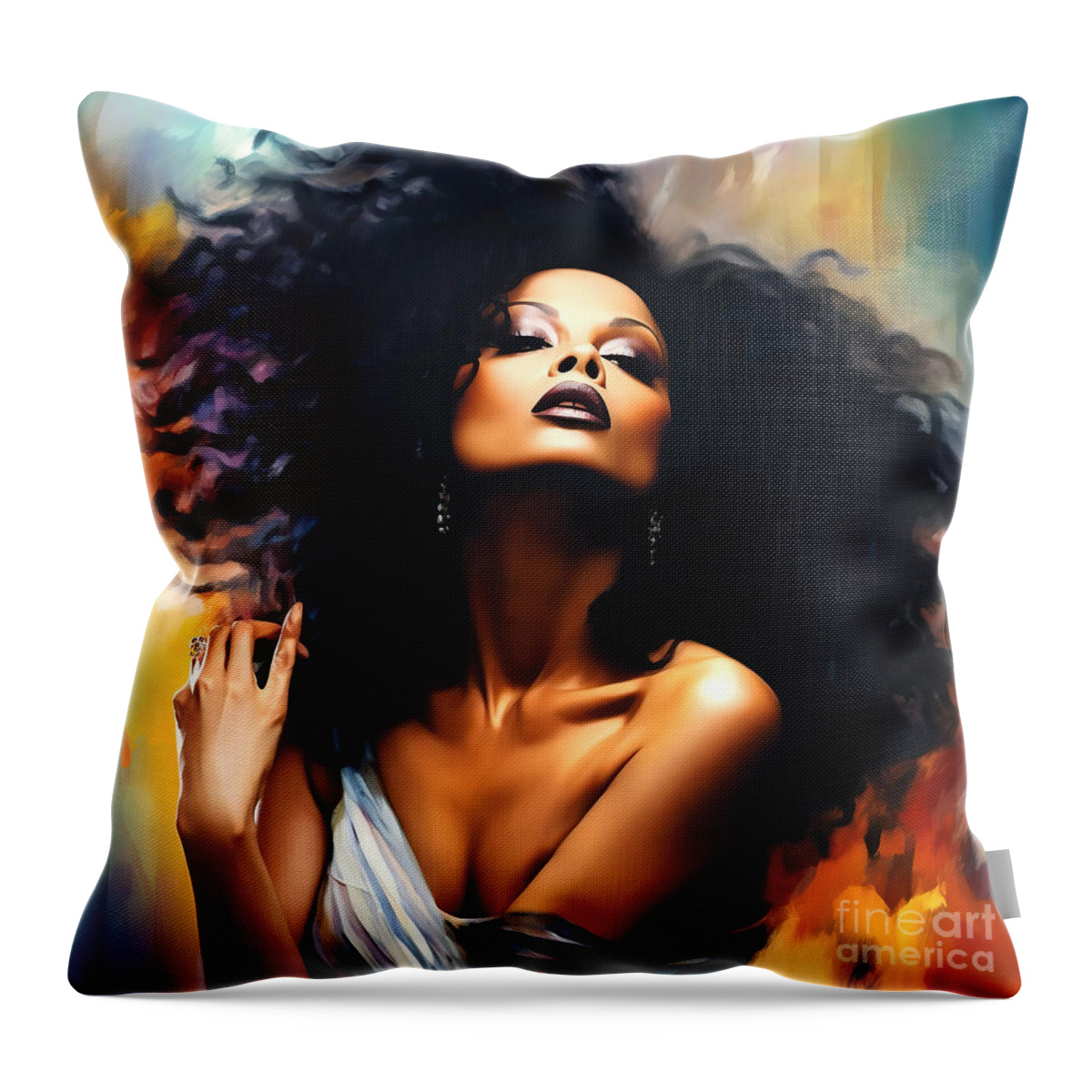 Diana Ross Throw Pillow featuring the painting Diana Ross 2 by Mark Ashkenazi