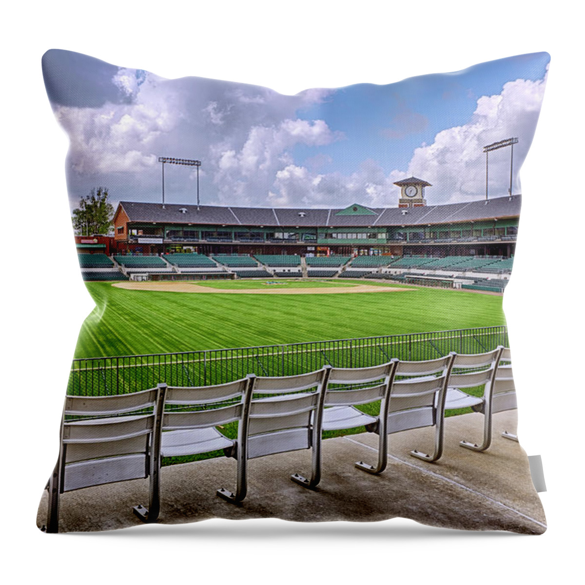 Baseball Throw Pillow featuring the photograph Dickey-Stephens Park by Jason Politte