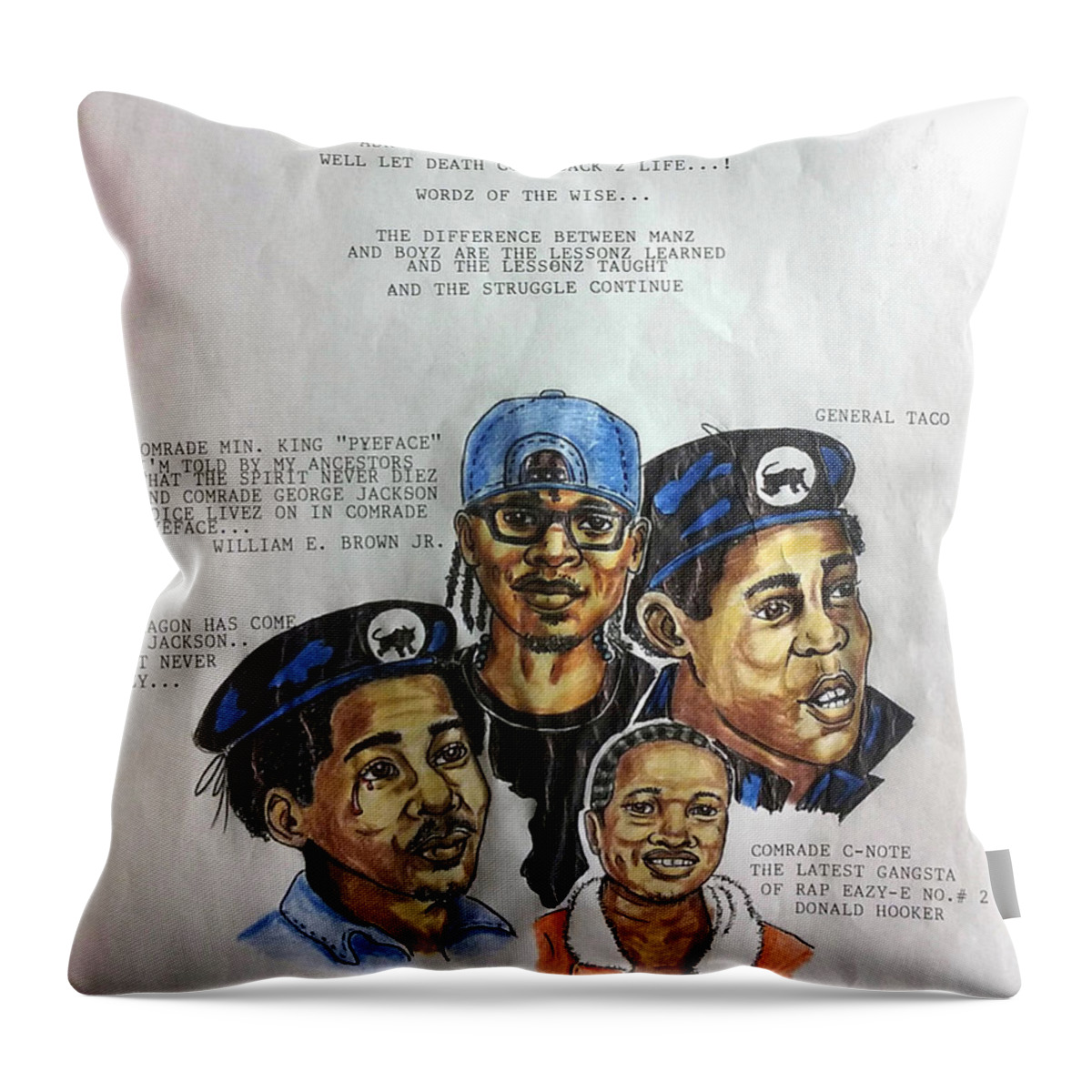 Black Art Throw Pillow featuring the drawing Difference Between Menz and Boyz by Joedee