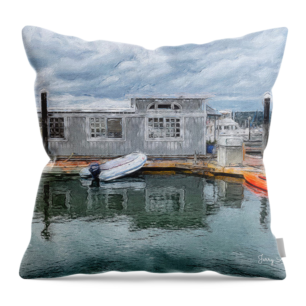 Brushstroke Throw Pillow featuring the photograph Dinghies by Jerry Abbott