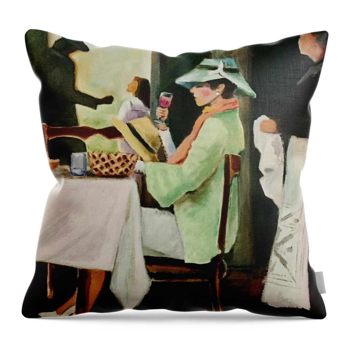 Dinning Throw Pillow featuring the painting Dinning by Lana Sylber