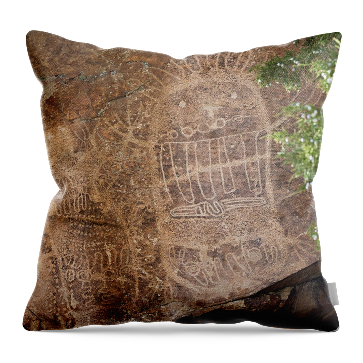 Petroglyphs Throw Pillow featuring the photograph Dinwoody Vision Quest Emanations by Kathleen Bishop