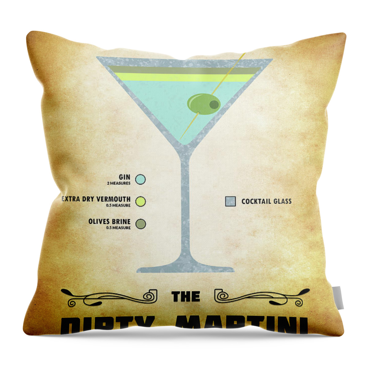 Martini Throw Pillow featuring the digital art Dirty Martini Cocktail - Classic by Bo Kev