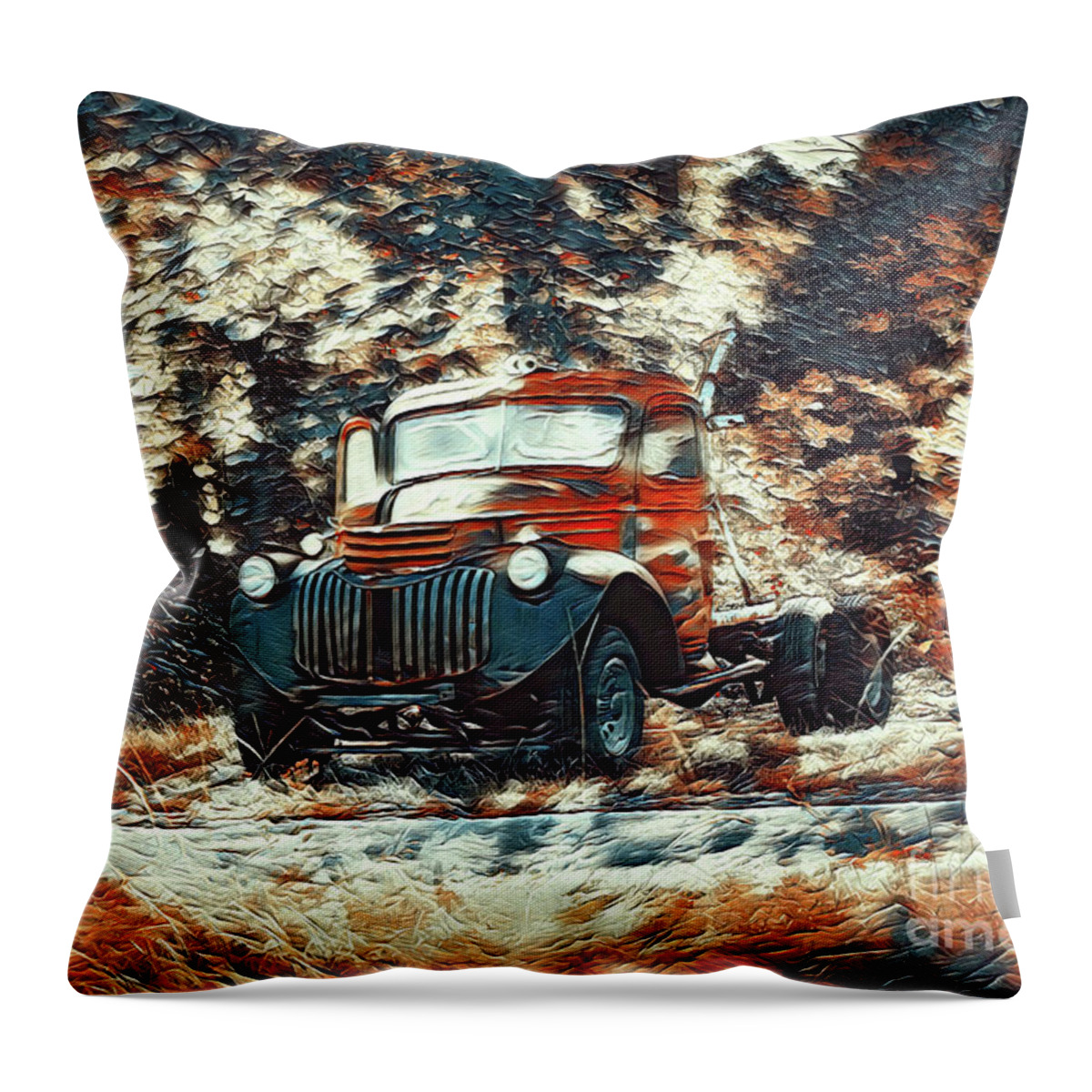 Trucks Throw Pillow featuring the mixed media Disavowed 2 by DB Hayes