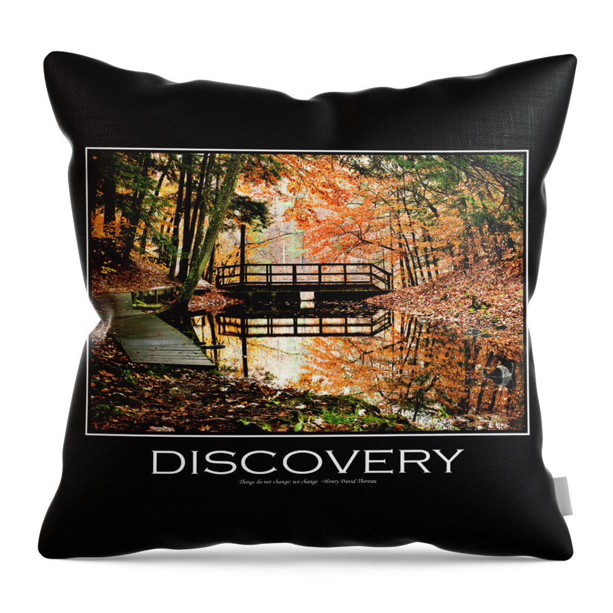 Inspirational Throw Pillow featuring the mixed media Discovery Inspirational Motivational Poster Art by Christina Rollo