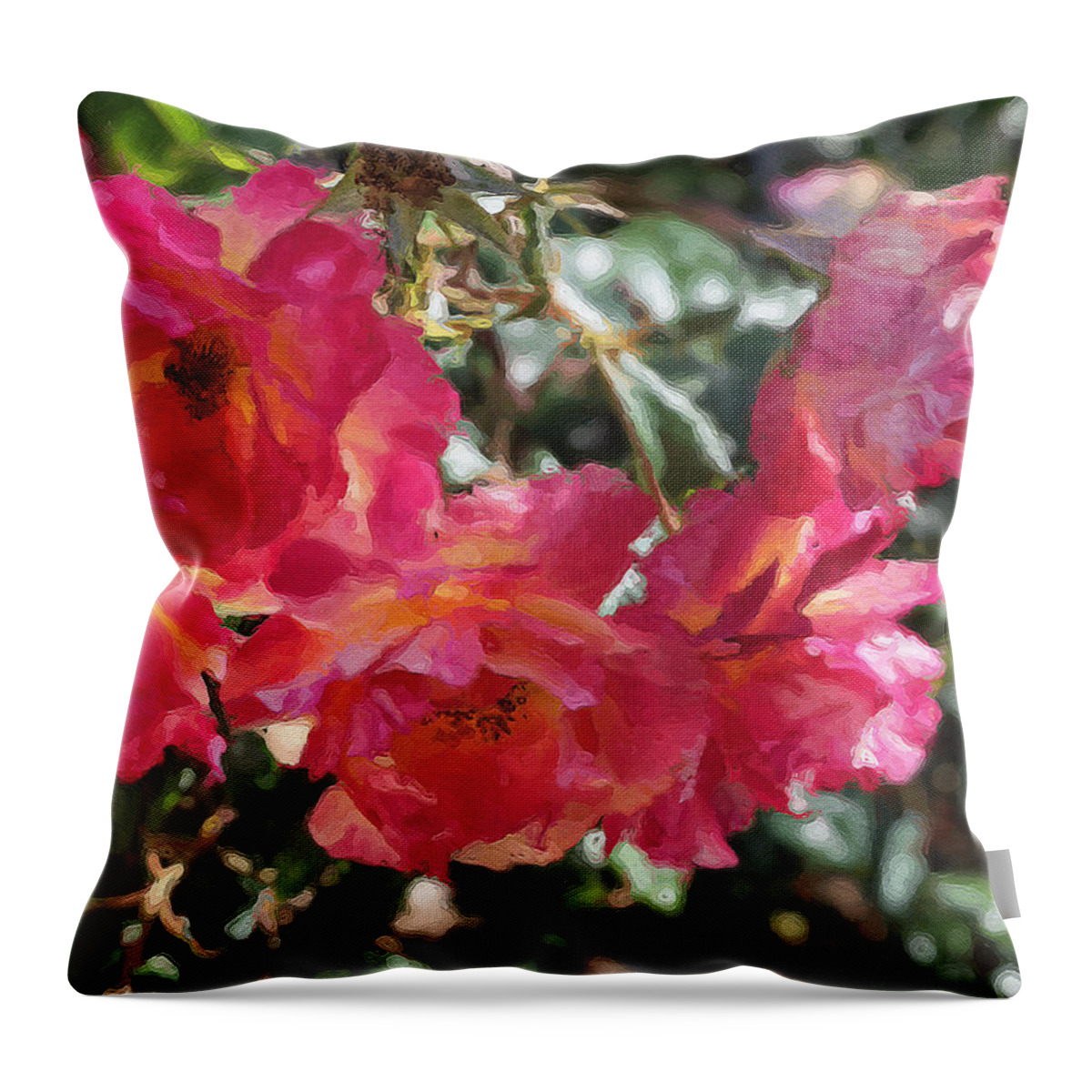 Roses Throw Pillow featuring the photograph Disney Roses Three by Brian Watt