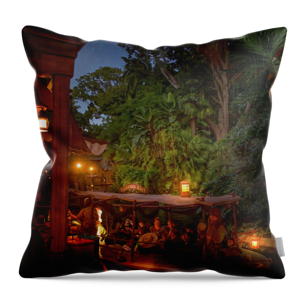 Magic Kingdom Throw Pillow featuring the photograph Disneyland Jungle Cruise by Mark Andrew Thomas