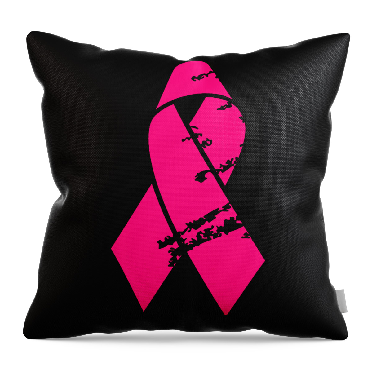 Funny Throw Pillow featuring the digital art Distressed Pink Ribbon by Flippin Sweet Gear