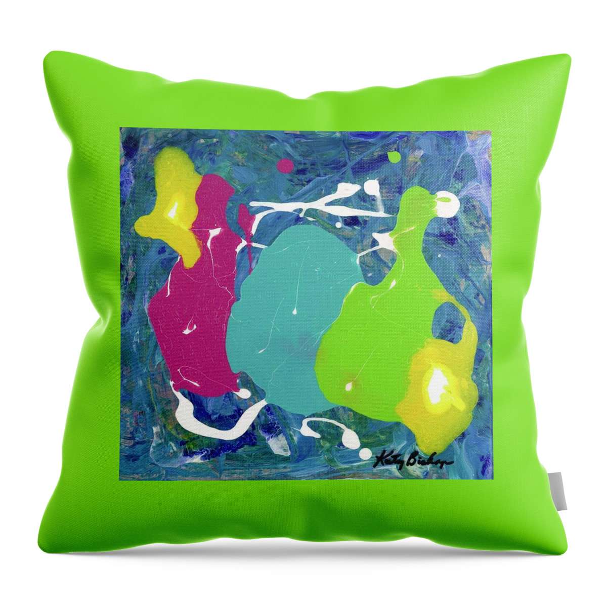 Abstract Throw Pillow featuring the painting Diversity by Katy Bishop