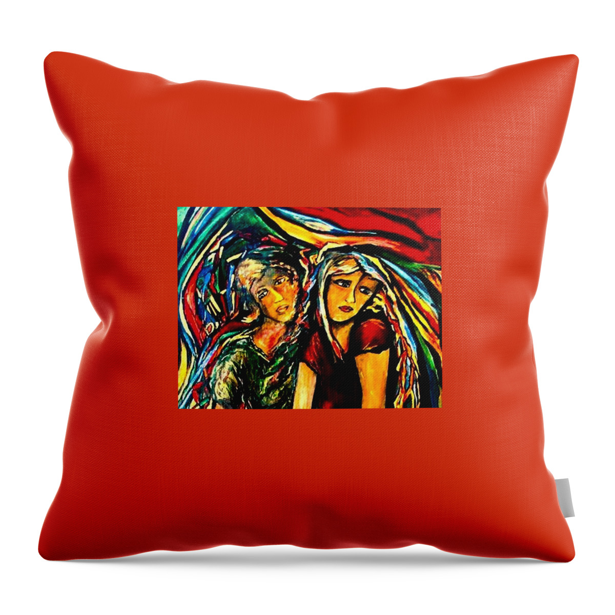 People Throw Pillow featuring the painting DNA by Dawn Caravetta Fisher