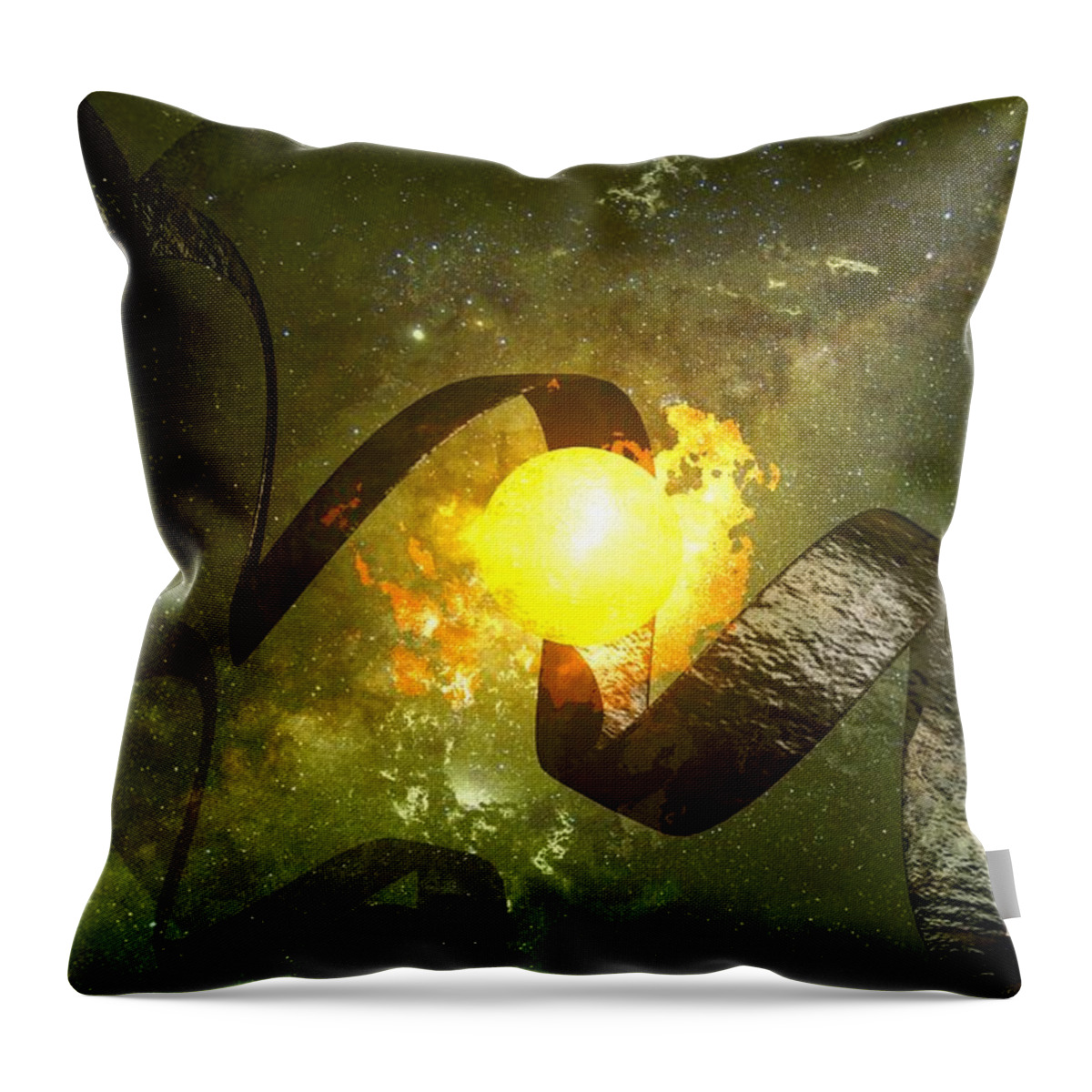 Digital Surreal Surrealism Throw Pillow featuring the digital art DNA of the Universe by Bob Shimer