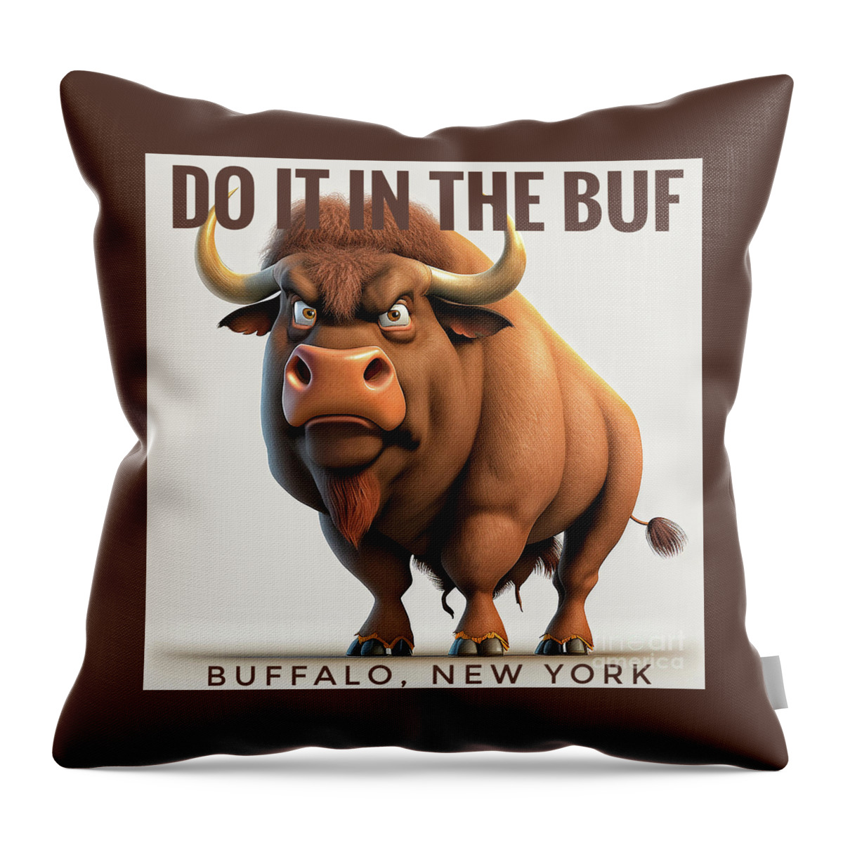 Buffalo Throw Pillow featuring the digital art Do it in the BUF by Glenn Robins