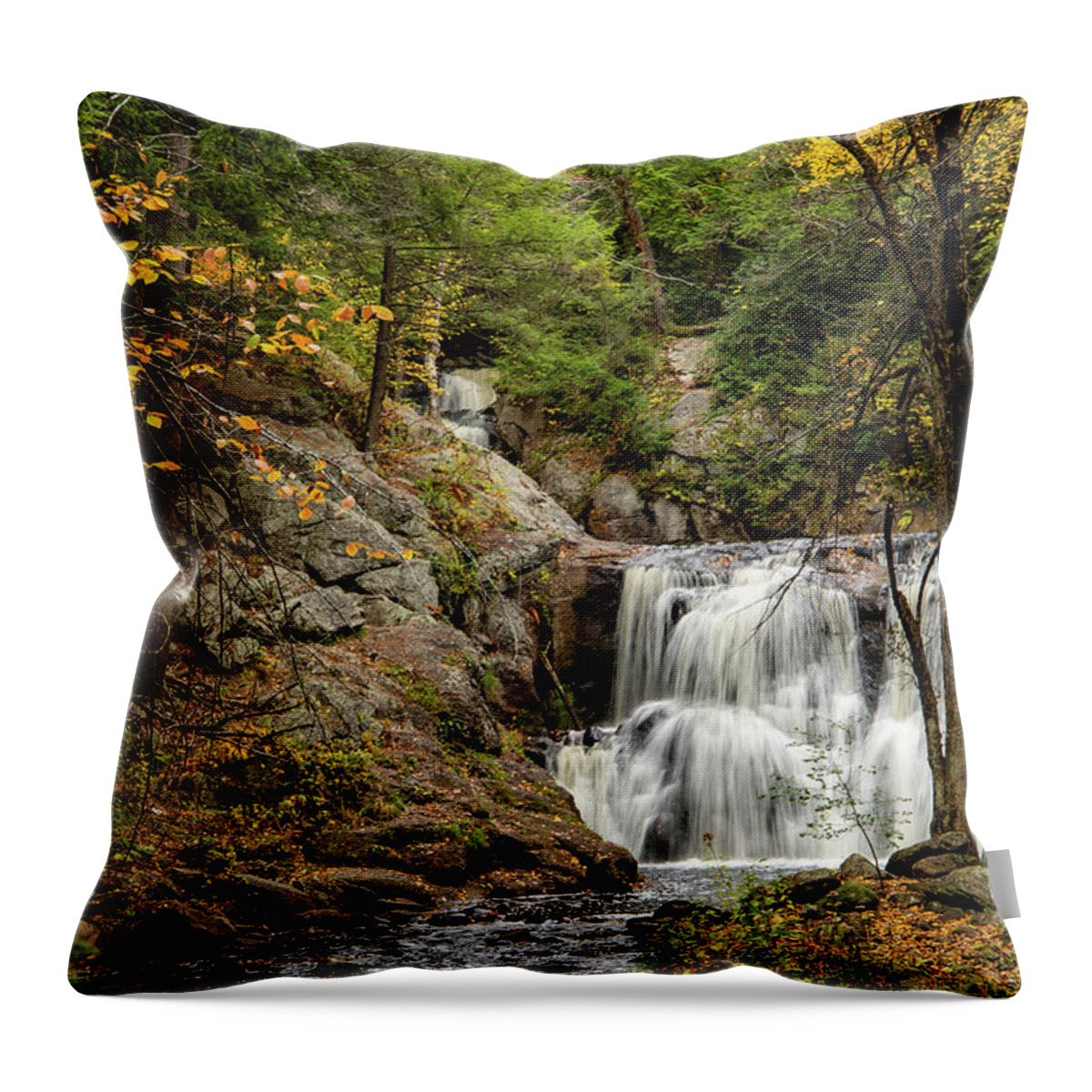 Waterfall Throw Pillow featuring the photograph Doanes Falls Royalston MA 1 Lower Fall by Michael Saunders