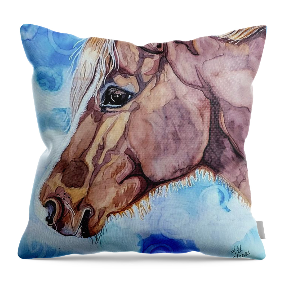 Pony Throw Pillow featuring the painting Doc the Pony by Equus Artisan