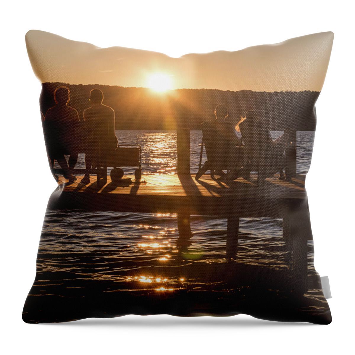 Seneca Lake Throw Pillow featuring the photograph Dock Gang by Kristopher Schoenleber