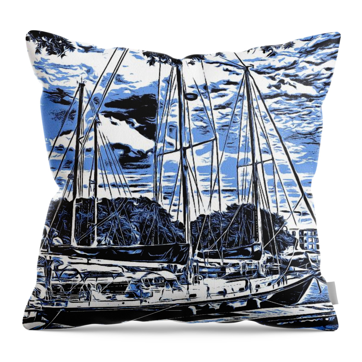 Sailboats Throw Pillow featuring the photograph Dock Side Mirage by John Handfield