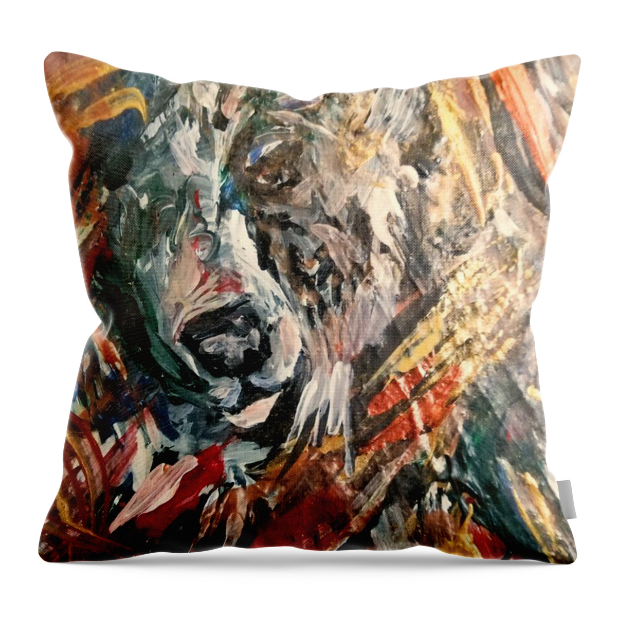 Dog Painting Throw Pillow featuring the painting Dog by Dawn Caravetta Fisher