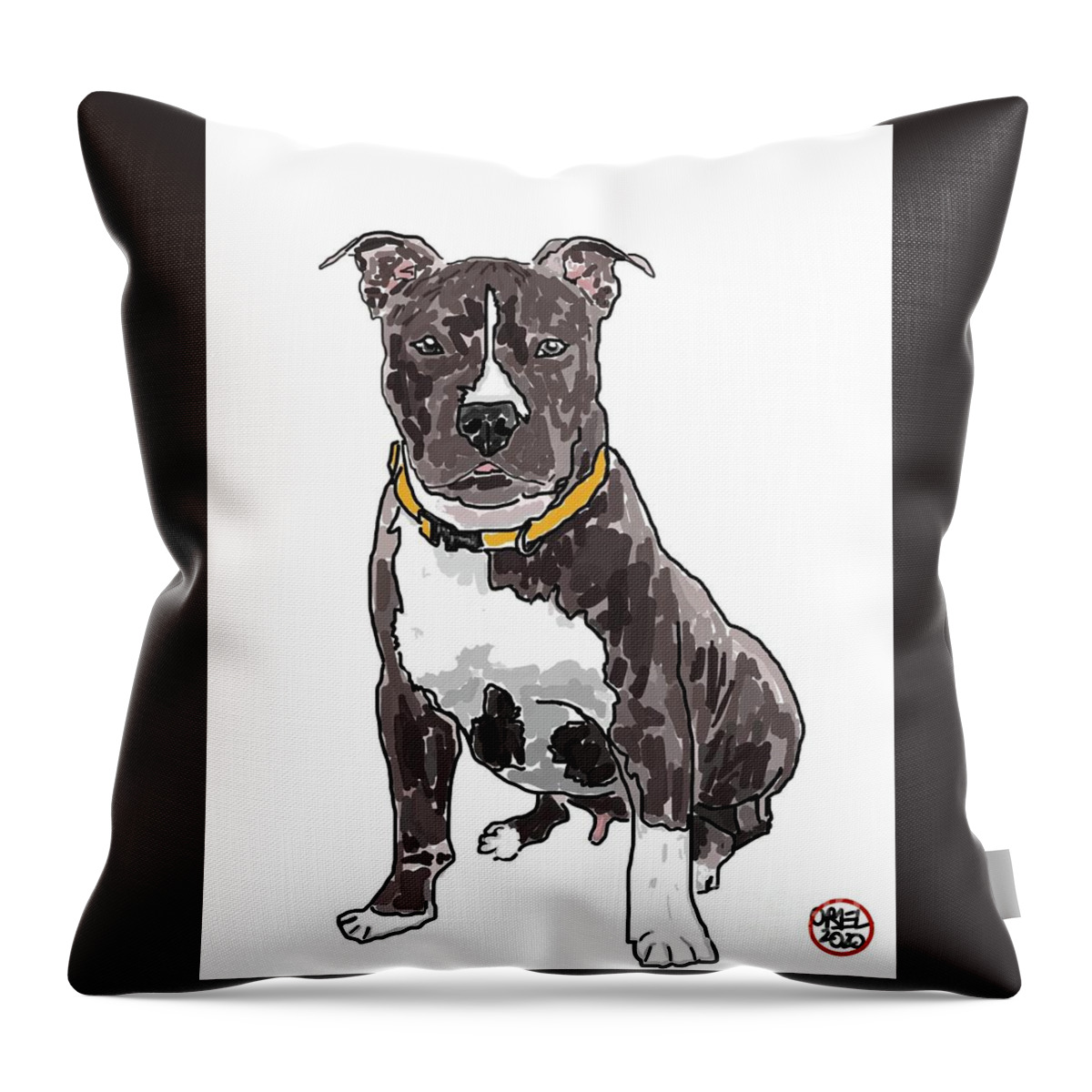  Throw Pillow featuring the painting Dog by Oriel Ceballos