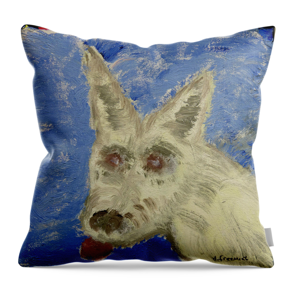  Throw Pillow featuring the painting Dog Rescued on Rt 89 by David McCready