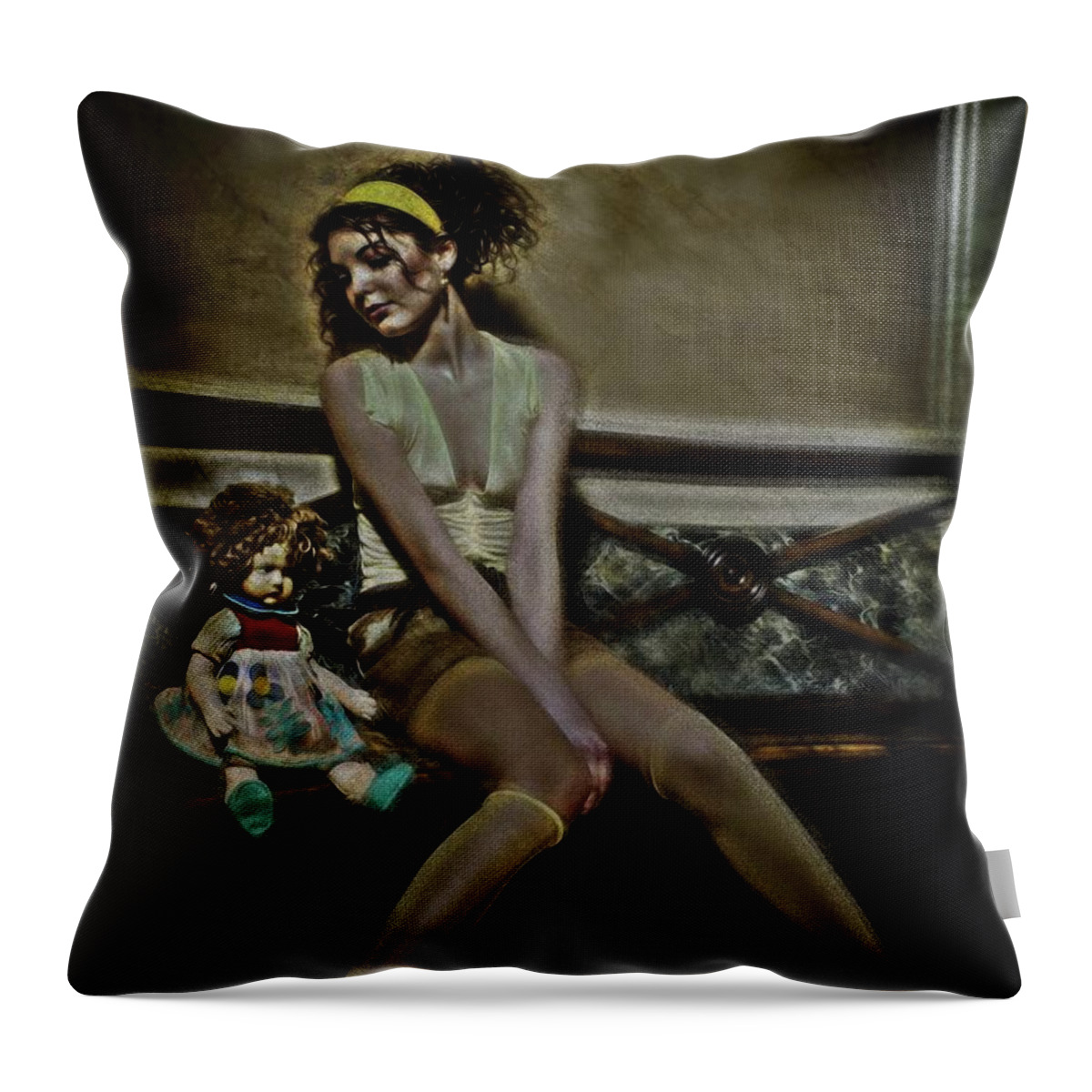Dolls Throw Pillow featuring the photograph Dolls at museum #4 by Al Fio Bonina