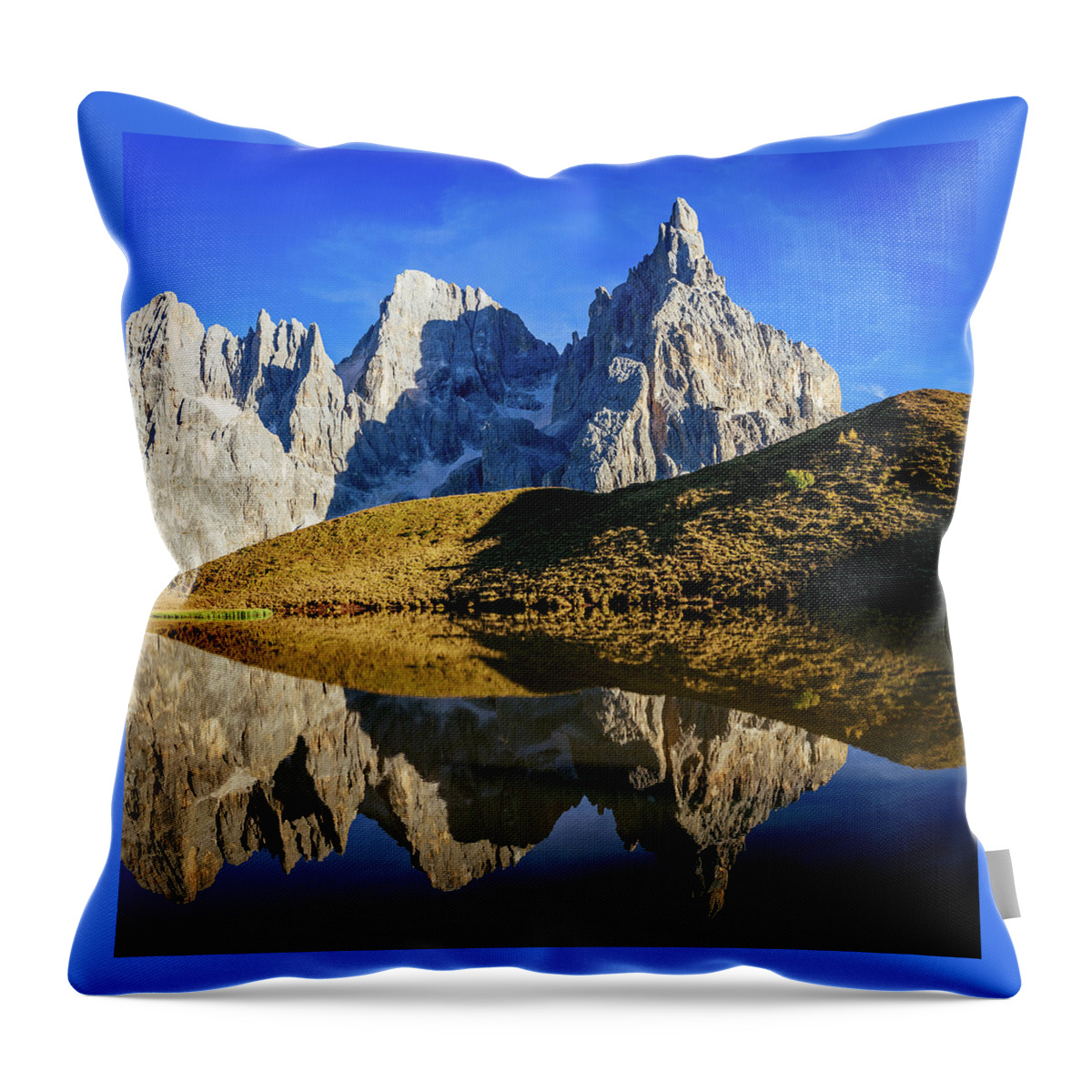 Blue Throw Pillow featuring the photograph Dolomites Reflecting by Francesco Riccardo Iacomino