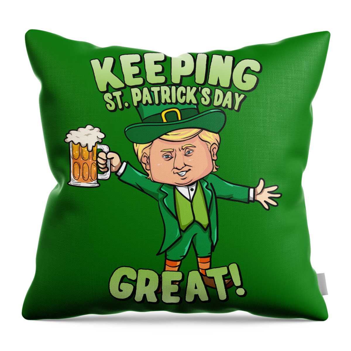 Cool Throw Pillow featuring the digital art Donald Trump Keeping St Patricks Day Great Leprechaun by Flippin Sweet Gear