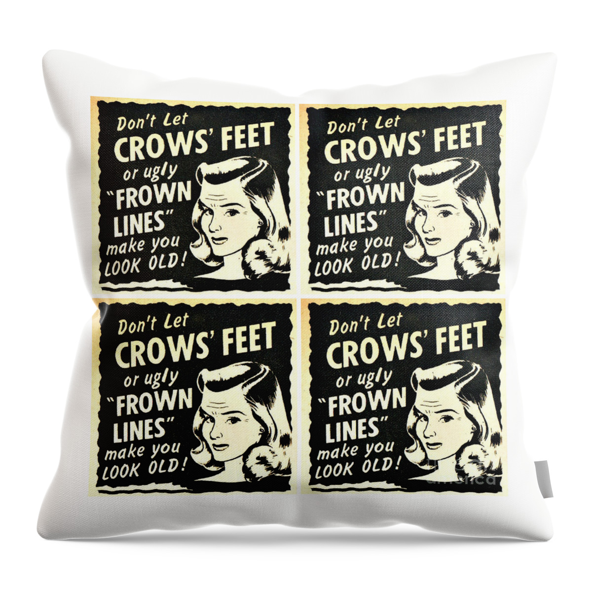 Beauty Throw Pillow featuring the mixed media Dont Let Crows feet Make You Look Old by Sally Edelstein