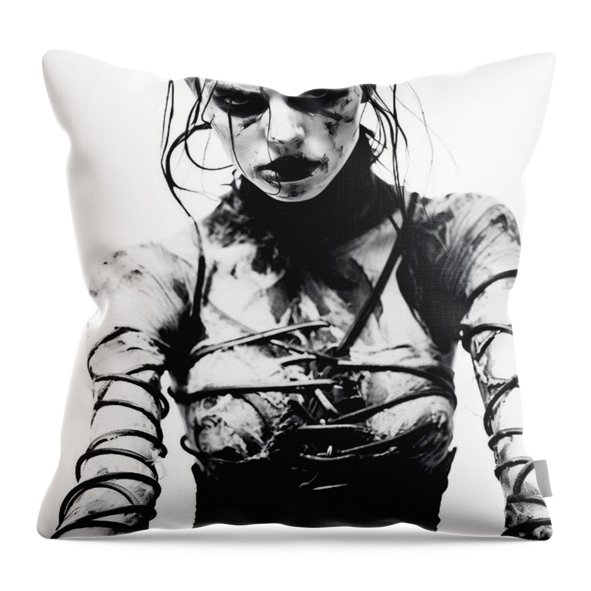 Zombie Throw Pillow featuring the photograph Dont mass with me by My Head Cinema