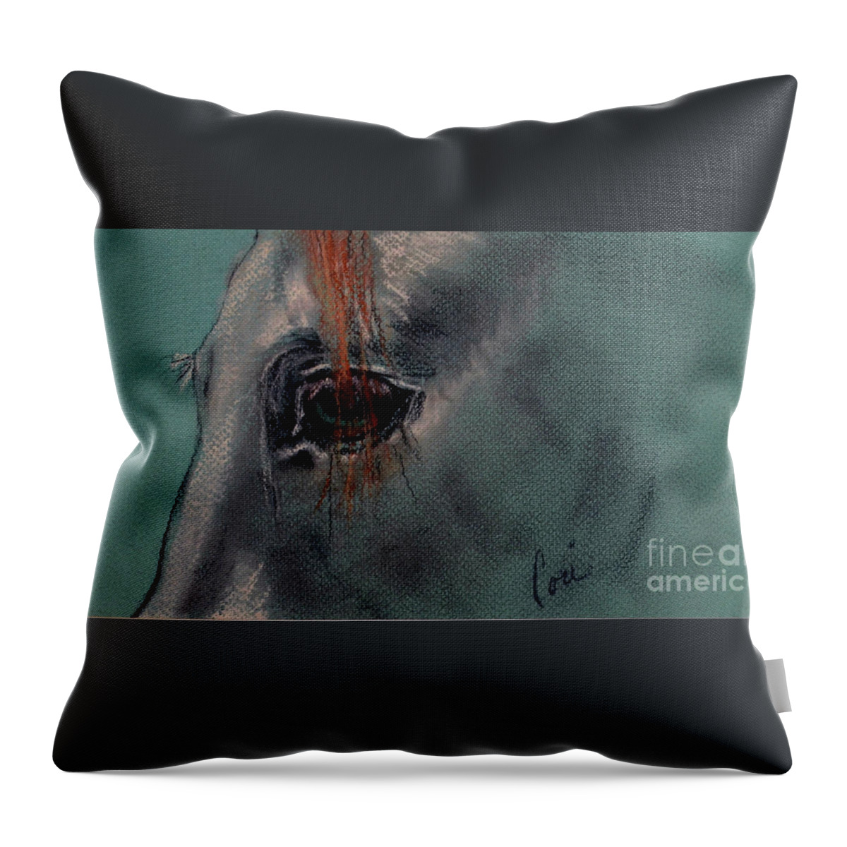Horse Throw Pillow featuring the drawing Doodle's Eye by Cori Solomon