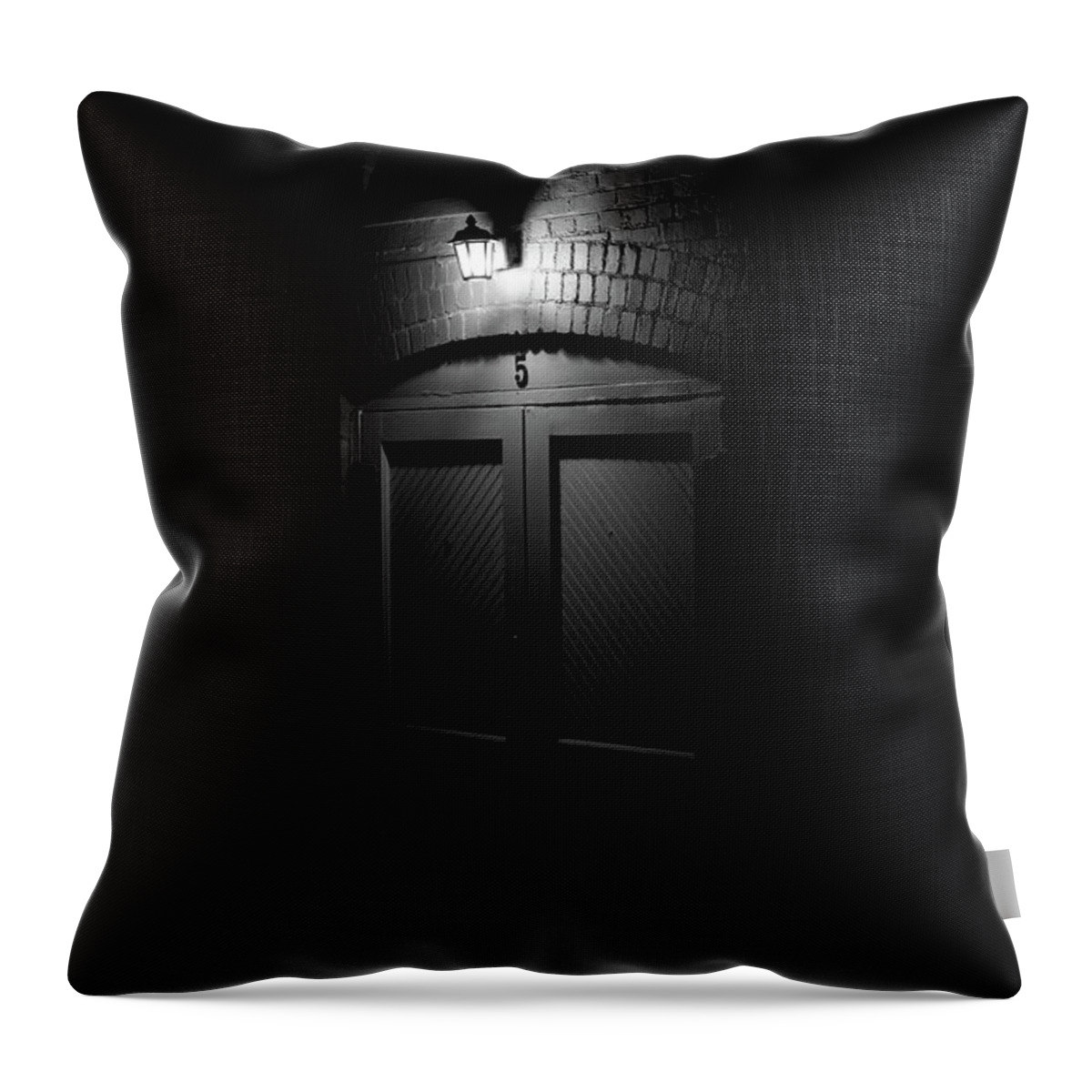 Black And White Throw Pillow featuring the photograph Door Number 5 by Karen Harrison Brown