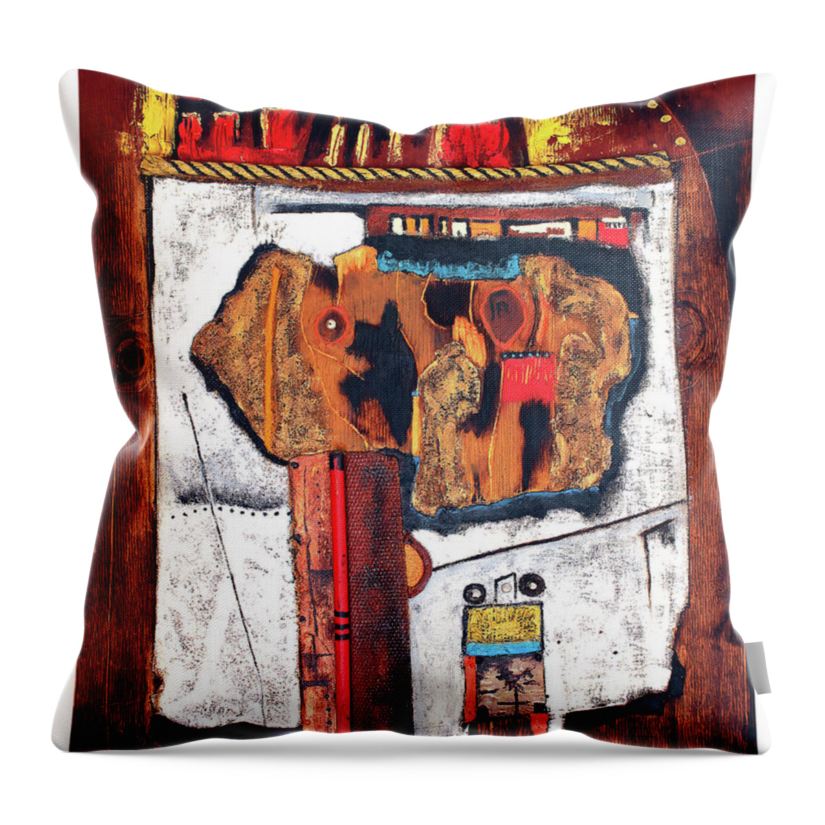 African Art Throw Pillow featuring the painting Door To The Other Side by Michael Nene