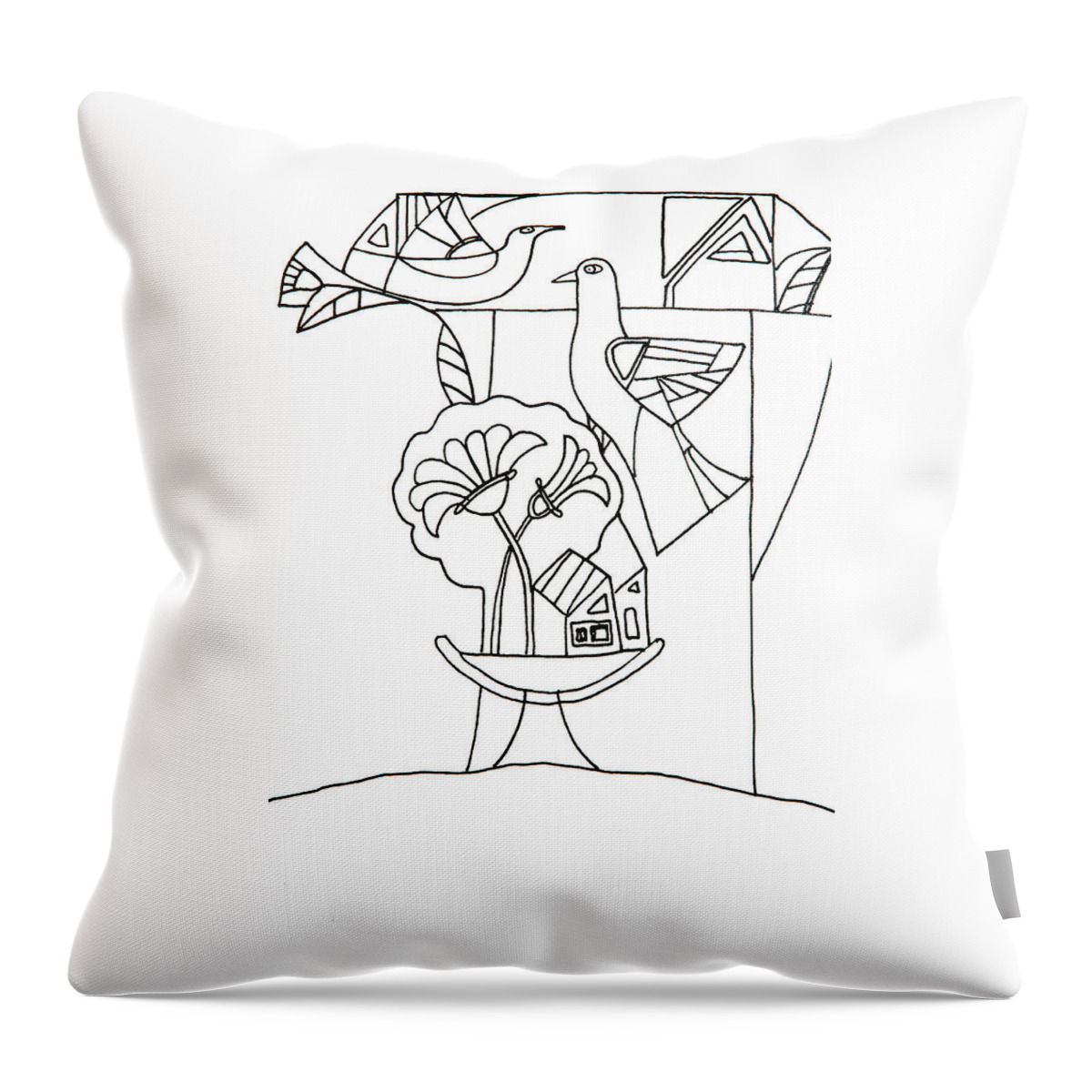Russian Artists New Wave Throw Pillow featuring the drawing Doves Symbol of Love by Tatiana Koltachikhina