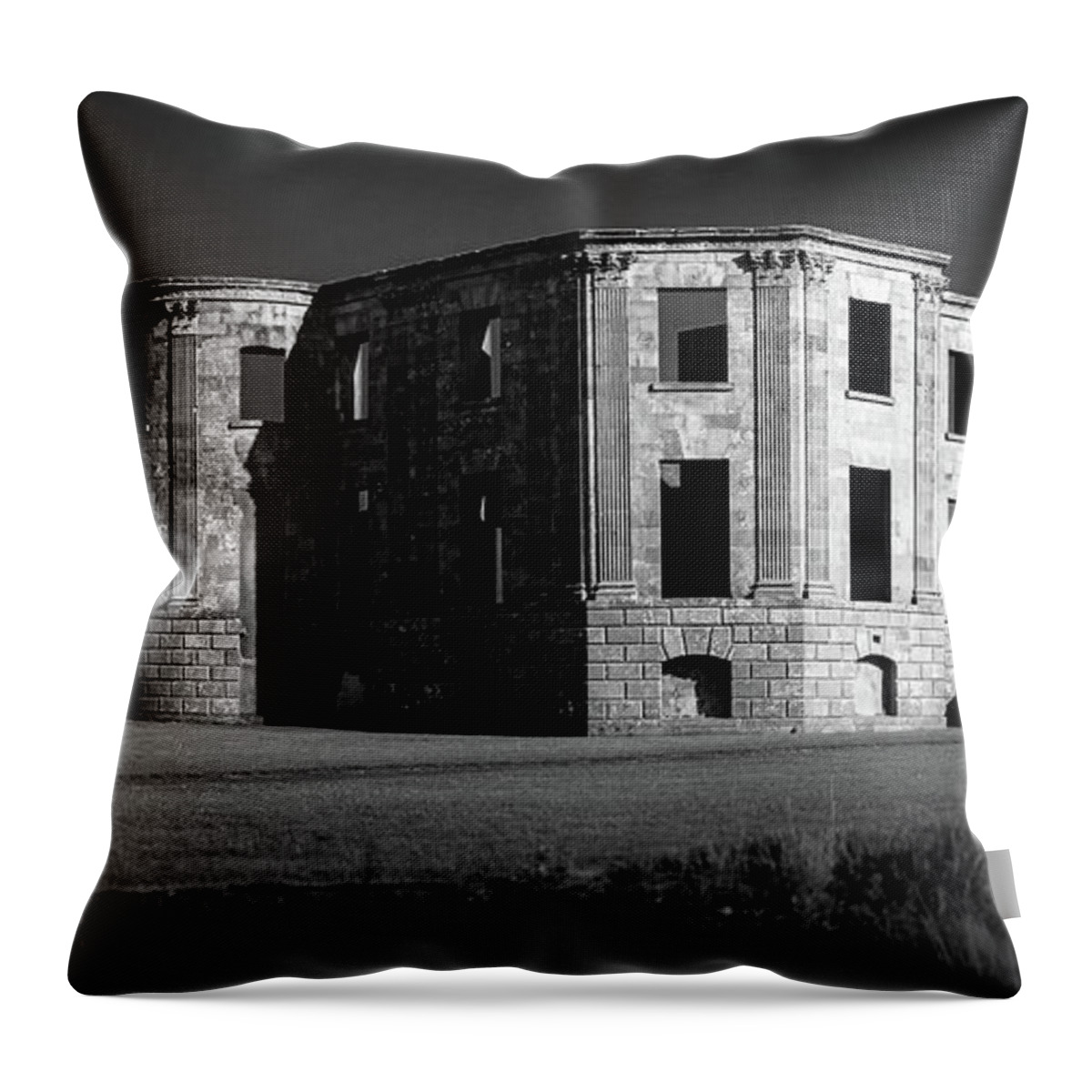 Downhillhouse Throw Pillow featuring the photograph Downhill Demesne Contrast by Vicky Edgerly