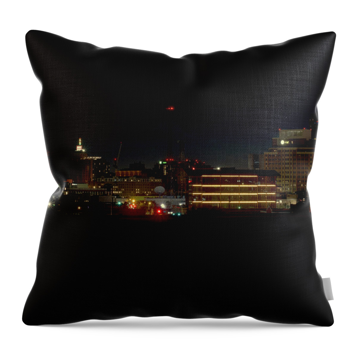 Satx Throw Pillow featuring the photograph Downtown Nightlife 2 by Eric Hafner