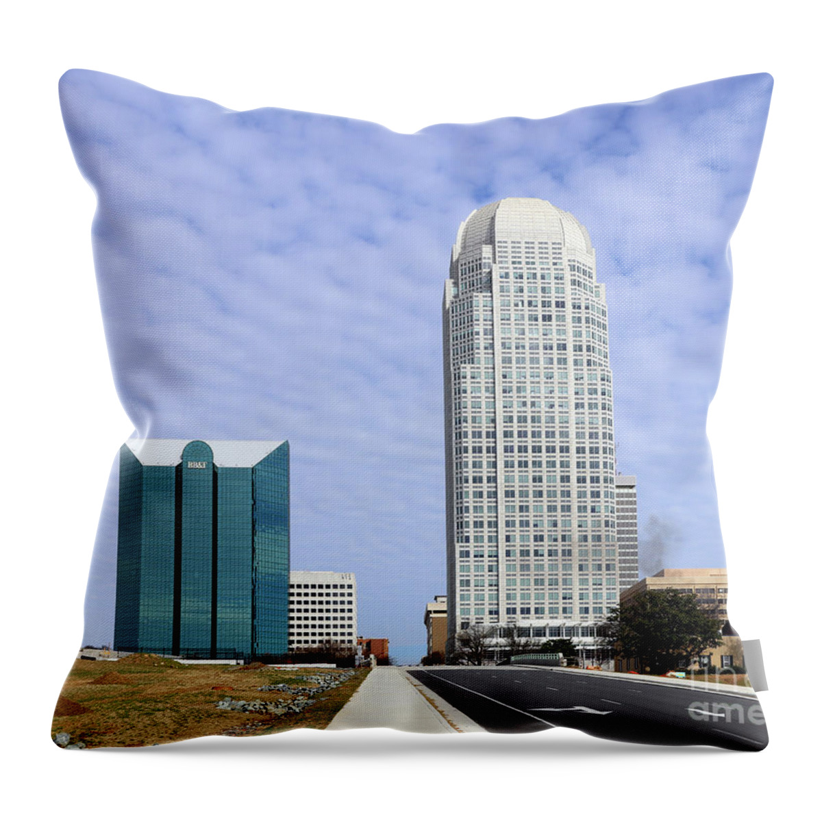 Bb&t Building Throw Pillow featuring the photograph Downtown Winston Salem 1407 by Jack Schultz