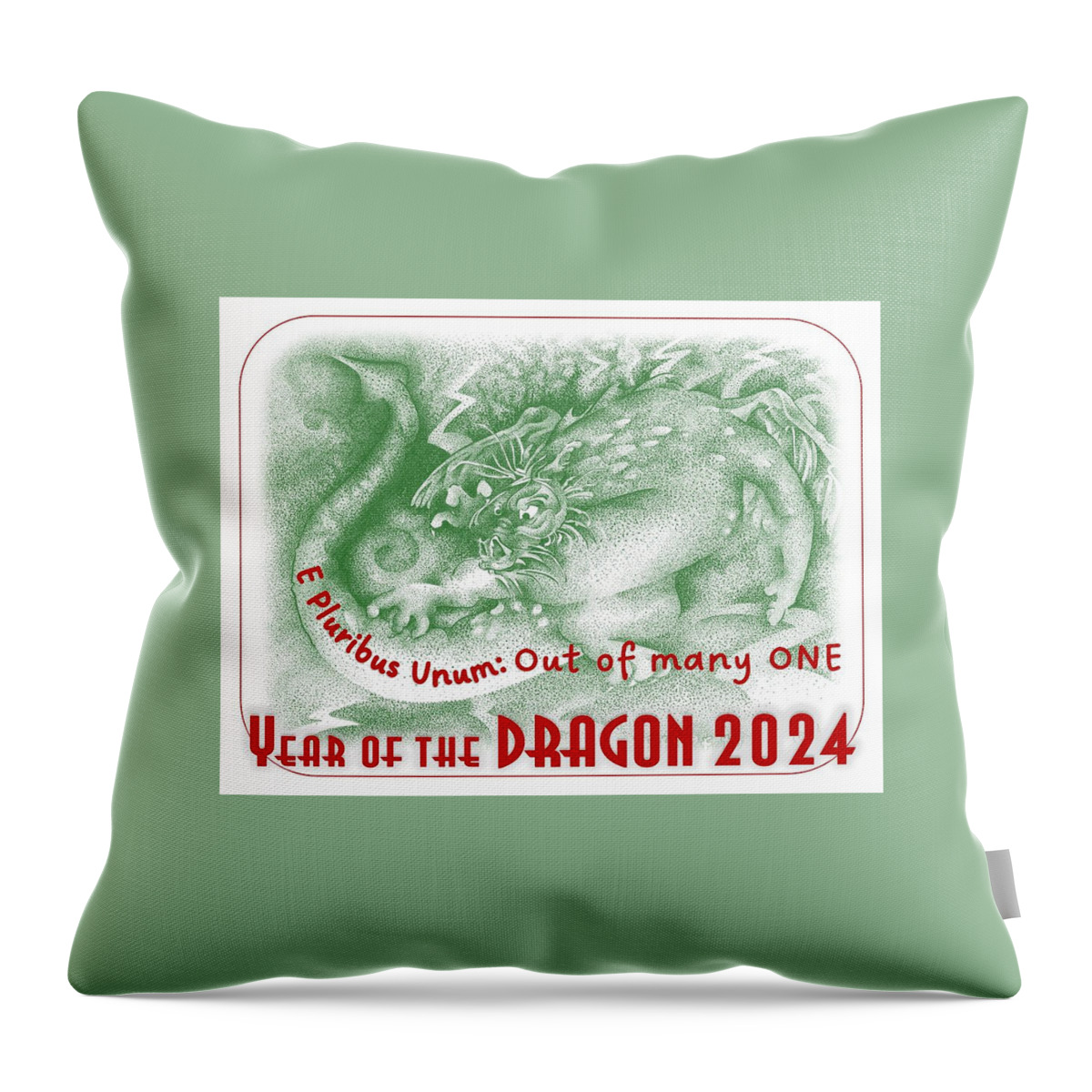 Reporter Art Throw Pillow featuring the mixed media Dragon 2024 by Dawn Sperry