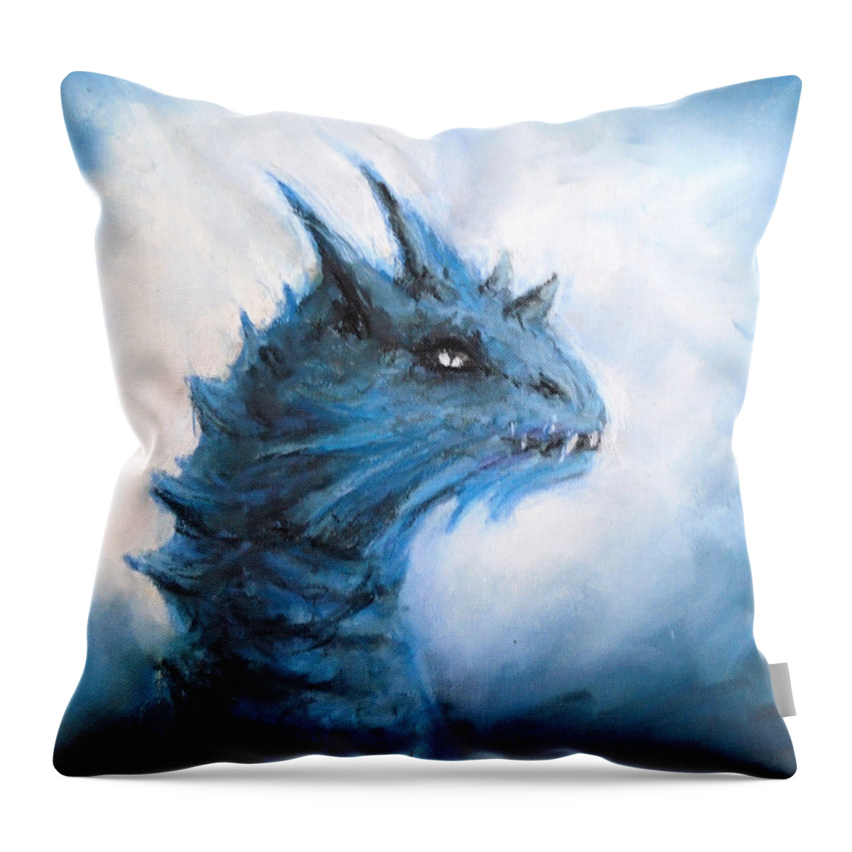 Dragon Throw Pillow featuring the painting Dragon's Sight by Jen Shearer